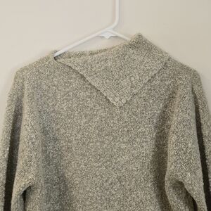 Penmans Vintage Gray Marled Boucle Knit Mock Neck Asymmetrical Sweater Medium